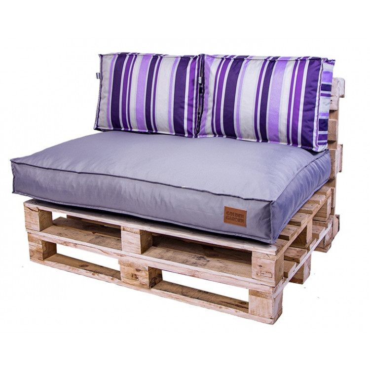 Paletové sedenie Golden Garden GG78 - podsedák a vankúš 120cm x 80cm x 15cm penový granulát sivá s pásmi 1